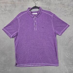 Tommy Bahama Polo Men's Large Purple Tencel Blend Short Sleeve‎